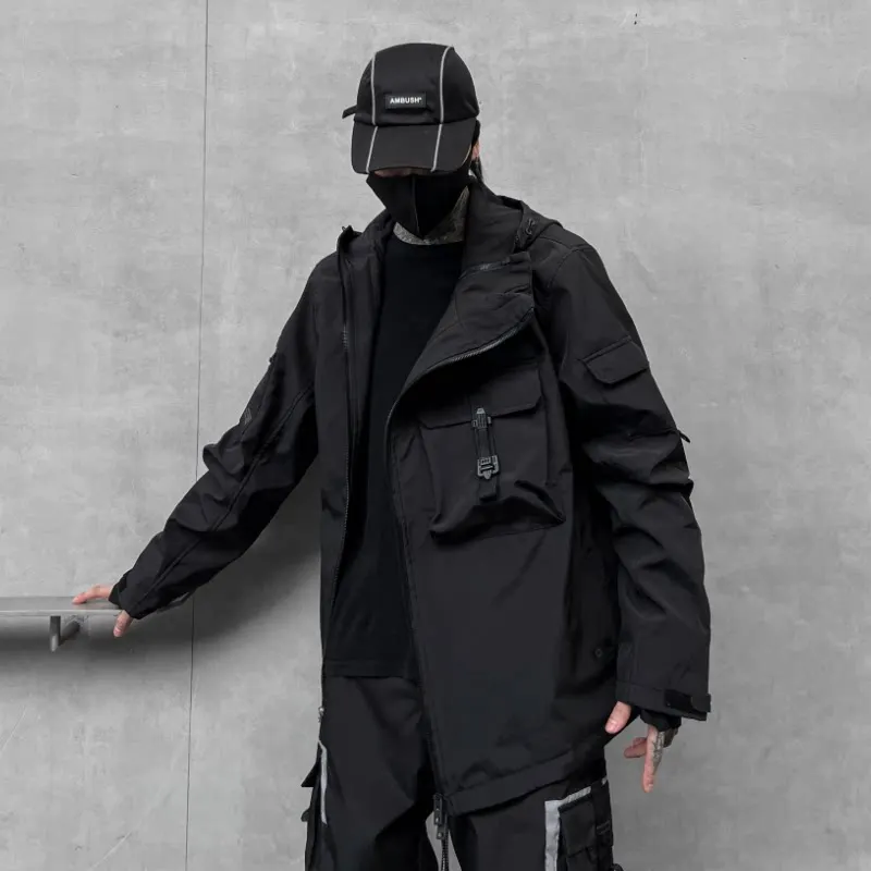 Hooded Coat Men's Three-Dimensional Pocket Jacket Workwear Casual Top Fashion Fried Street Autumn and Winter