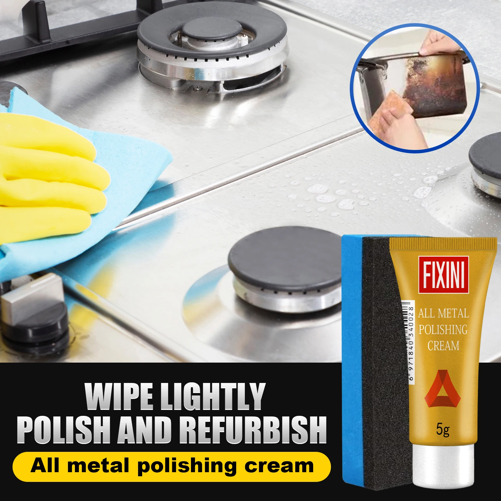 Metal Polishing Paste, Copper & Wheel Surface Care Cream, Multi-scene Metal Cleaning & Maintenance Paste for Kitchen