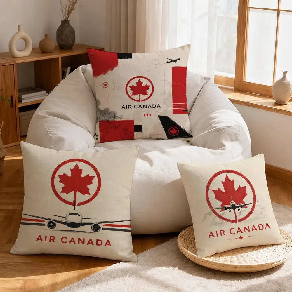 Airline Air Canada Cushion Cover Linen Anti-Mite Antibacterial Cushion Cover Invisible Zipper Sofa Decor