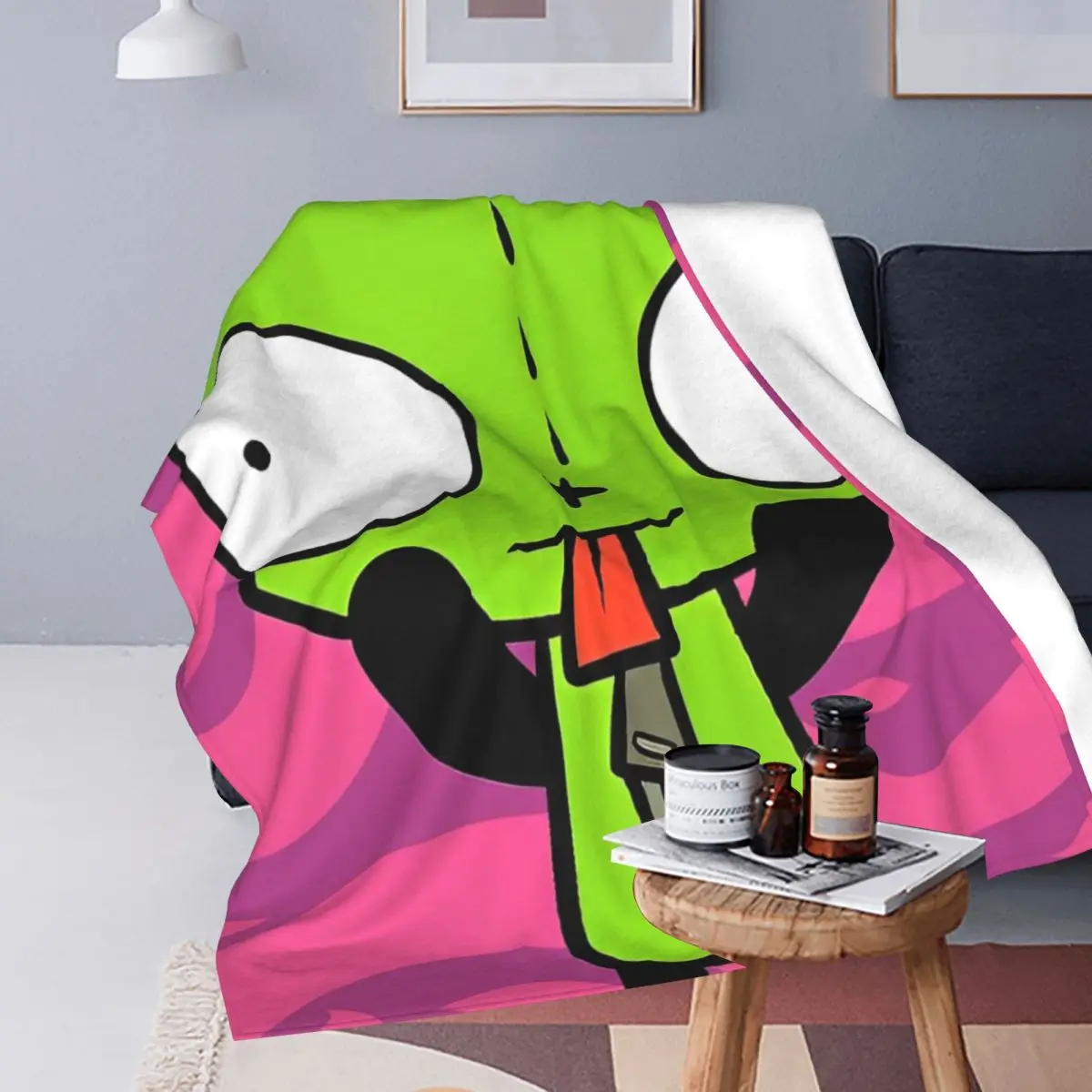 Invader Zim Gir Blanket Velvet Textile Decor Multifunction Super Warm Throw Blankets for Bed Couch Bedding Throws