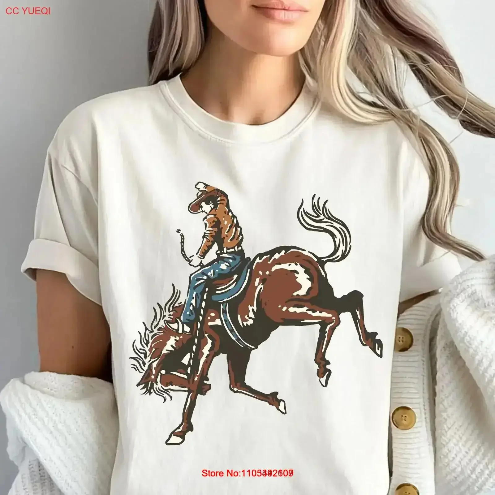 Vintage Cowboy Bronc Rider T Shirt Western Rodeo for Cowgirls Rustic Country Farm Life skuC 29 Washed Slightly vintage Washed