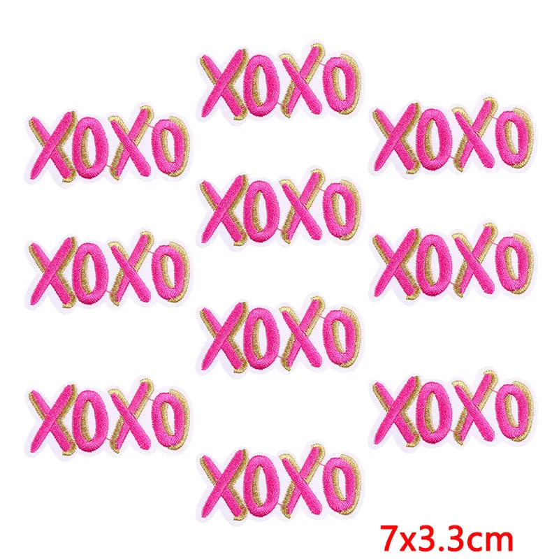 10Pcs/Lot  Cartoon Embroidered Patches for Clothing Pink Leopard Patch Iron on Patches on Clothes Hat Backpacks Stickers Diy