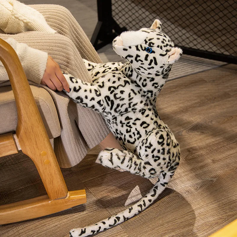 Juguetes de imitación de leopardo blanco y negro para niños, muñeco de peluche corto de 50cm, decoración para el hogar, Crea un regalo de alta calidad, sorpresa