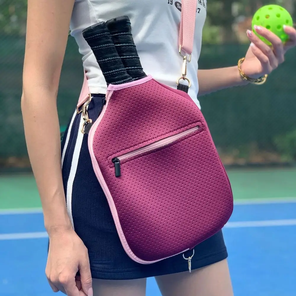 Torba crossbody na rakietki do pickleballa o dużej pojemności, zamykana na zamek błyskawiczny, z regulowanym paskiem, wodoodporna, profesjonalna, z pokrowcem na rakietkę.