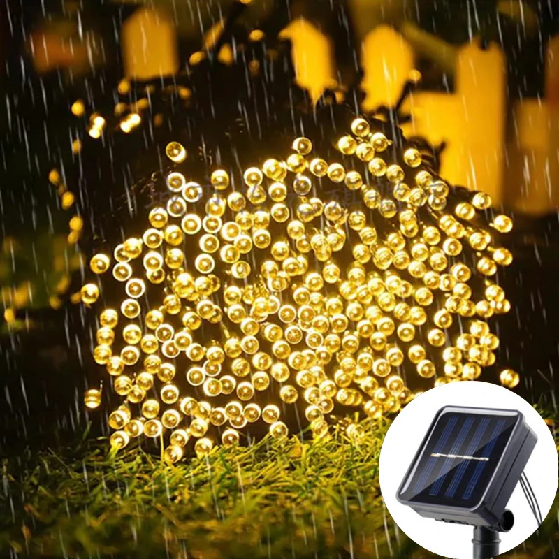 5-12M Outdoor Solar LED Light String 8 Lighting Functions Starry Sky Atmosphere Light Garden Patio Porch Gate Decoration