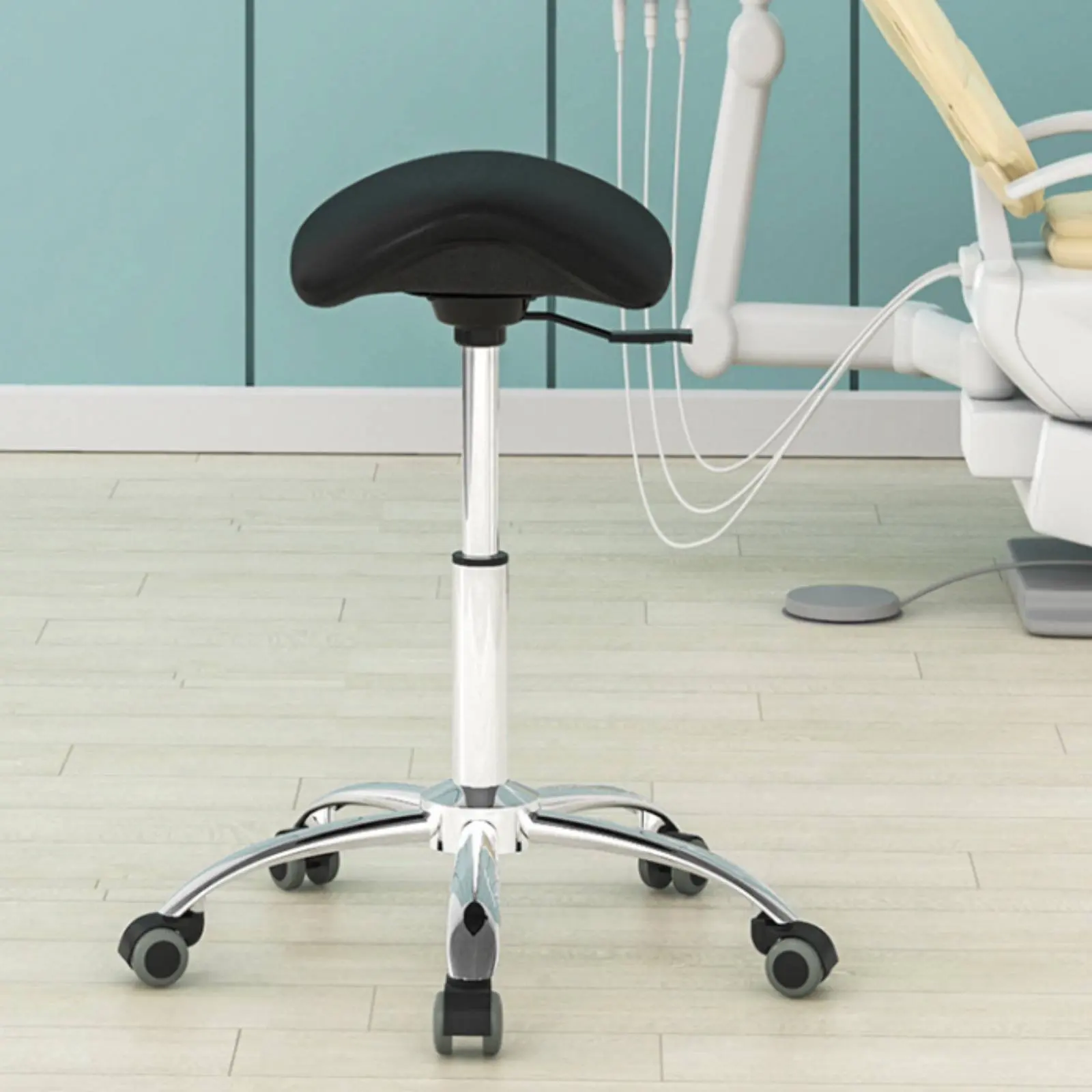 Cadeira Ergonômica Giratória Tipo Sela Reforçada com Assento Acolchoado Grosso, Altura Ajustável e Fácil de Limpar – Móvel de Escritório