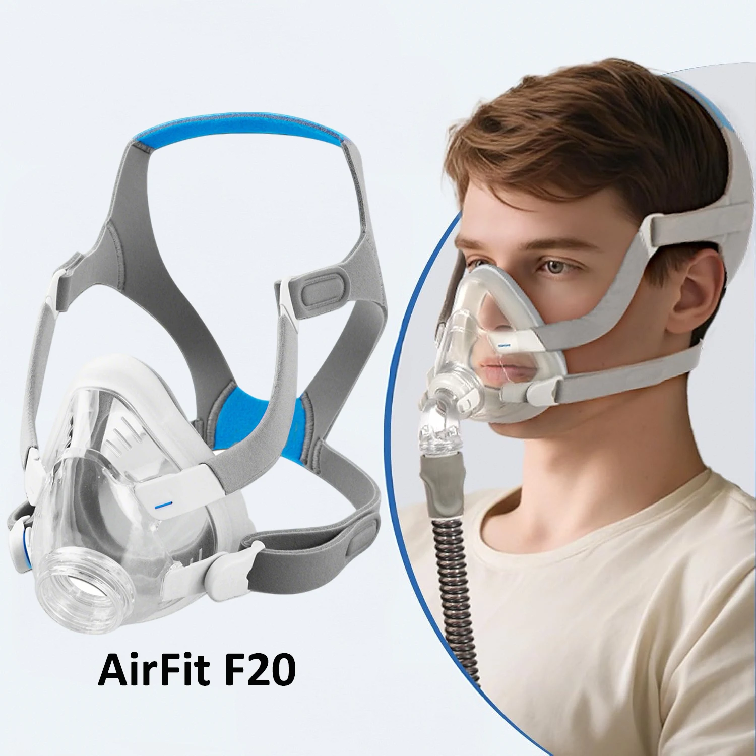 

AirFit F20 Full Face CPAP Mask Replacement Kit Soft Silicone F20 Replacement Mask Contains Mask Cushion, Headgear, Frame, Clips