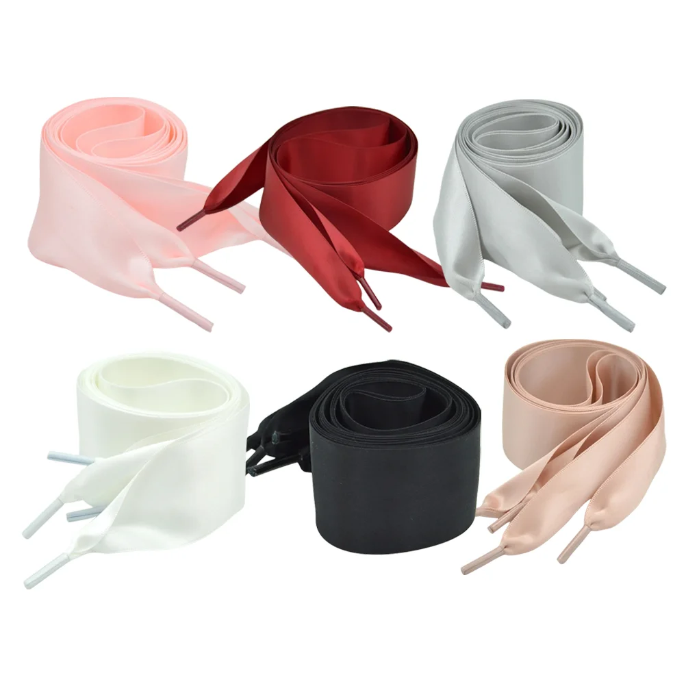 6 Pairs Bow Tie Satin Laces Rose Gold Dress Polyester for Sneakers Flat