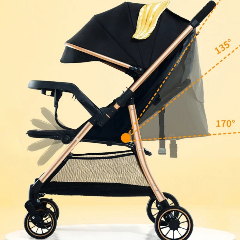 Baby Stroller Two-way light Stroller One-button Travel Portable Pram Infant Trolley Folding High-view Stroller baby carriage