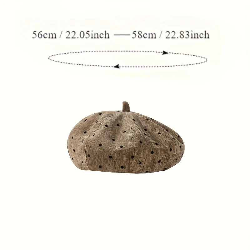 Painter Hat Autumn Winter Versatile Polka Dot Fashion Vintage Small Face Cloud Beret for Shopping Running Climbing Skiing