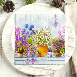 10/20 stücke Tontopf Vase grauer Hintergrund Frühlings blume ganze Seite Blumen Lebensmittel qualität gedruckt Seidenpapier Schmetterling Knochen Bart Papier