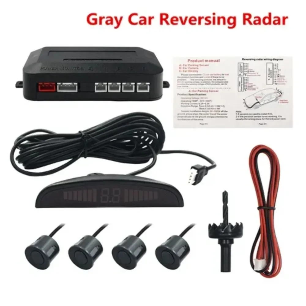 Car Parking Assistance Car Auto Reverse Backup Radar System Parking Sensor Kit Car Vehicle Reversing Radar Alarm/Buzzer Reminder