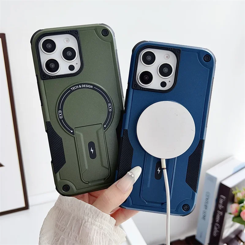 holder magnetic for iPhone 16 15 14 13 12 11 Pro Max Plus case Magsafe wireless charging anti fall protection cover bumper image 3