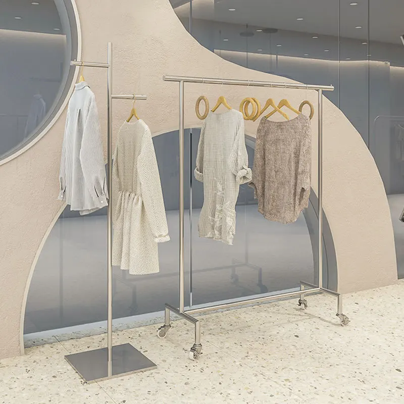 

Полка для магазина мужской и женской одежды, витрина, реквизит с роликовой стойкой для одежды, детская одежда из нержавеющей стали