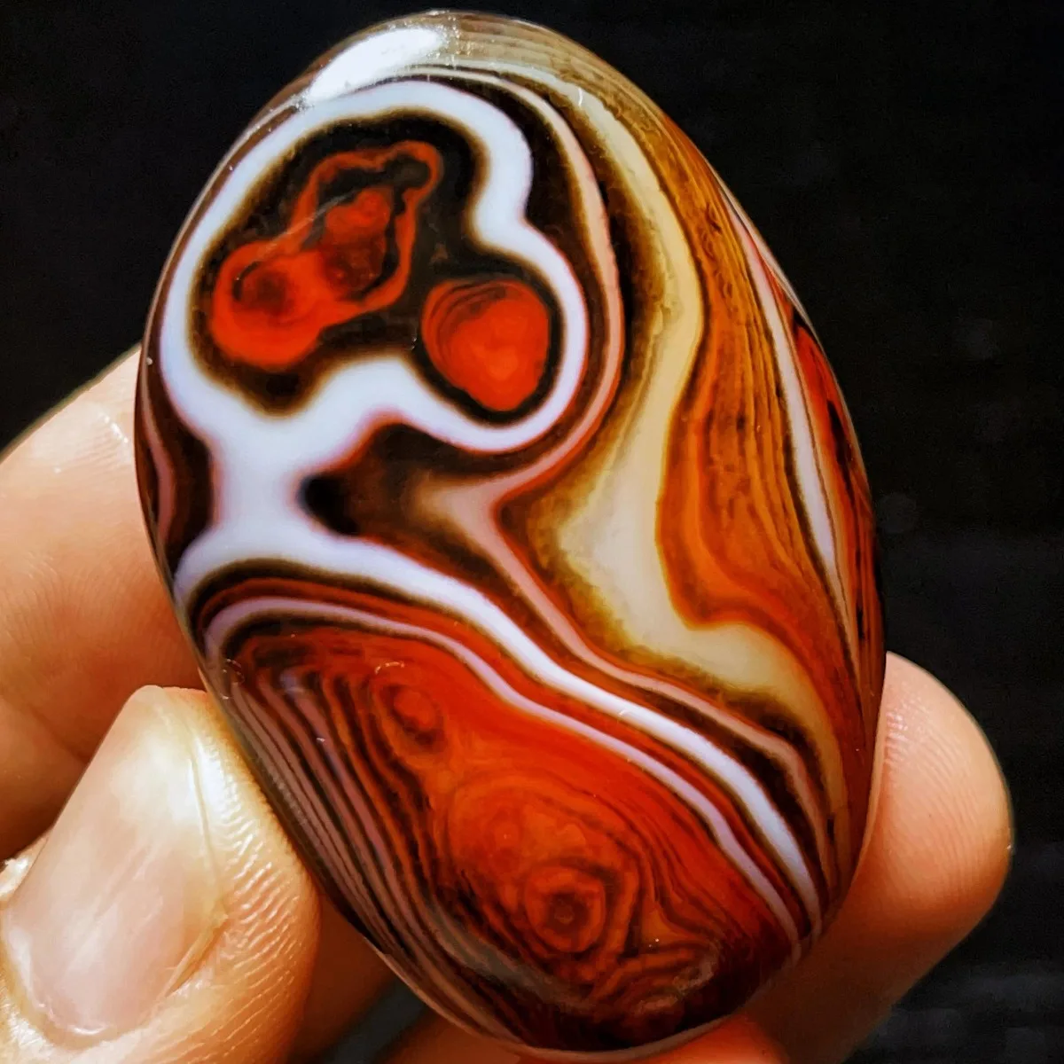 Large Sunset Tone River Stone Banded Agate, Tumbled Polished Stone, Collectible, Natural Stone, Crystal Collection, Desk Decor