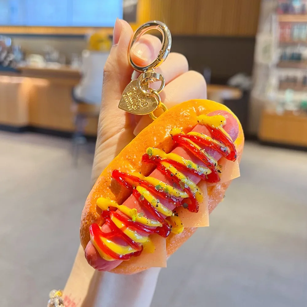 Slow Rebound Simulated Squeeze Bread Keychain Simulated Fruit Filling Squishy Texture Simulation Bread Key Ring PU Elastic