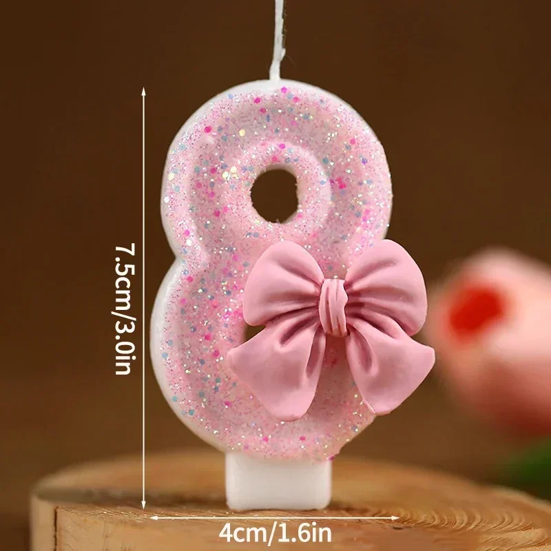 Neue Zahlen-Kuchenkerze Rosa Glitzer Geburtstagskerze 0 1 2 3 4 5 6 7 8 9 3D Zahlenkerze Kuchendekoration Geburtstagsparty Tortendeko