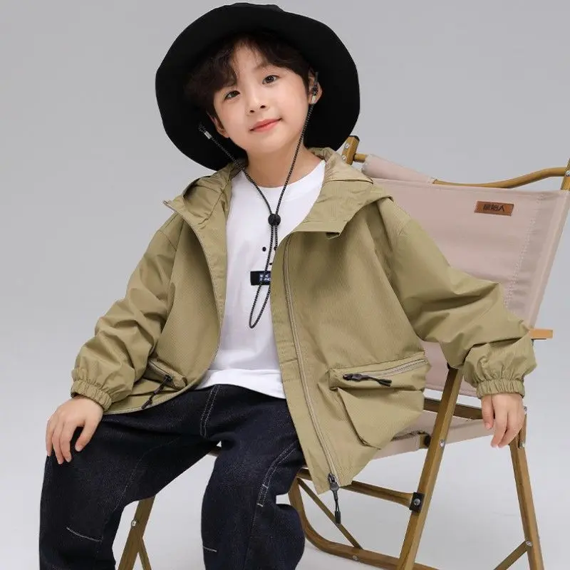 5-14 years old boy's coat spring and autumn children's storm jacket Boy 2024 new big children's windbreaker spring style