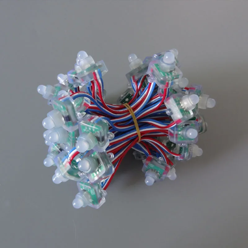 Módulo de píxeles WS2811IC programable, luz de cadena LED a todo Color, forma cuadrada, 12mm, entrada de 5V, 50X