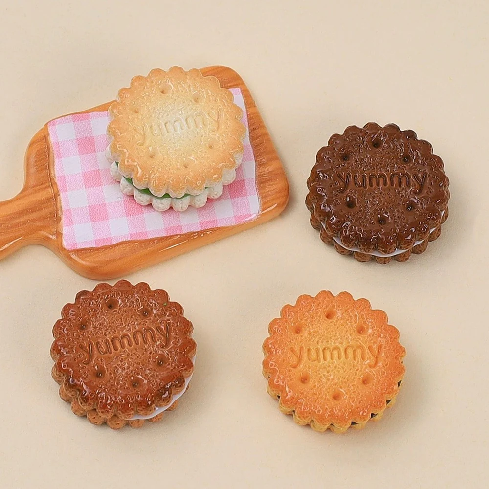 5PCS Shiny 25x25mm Biscuits Series Miniature Flat Back Resin Cabochons For Hairpin Scrapbooking DIY Home Decor Craft Accessories