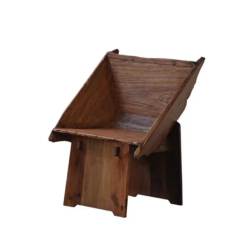 Wabi Sabi Wind Old Elm Back Chair Vintage Old Elm Leisure Chair B & B Hotel Dining Chair Leisure Lounge Chair