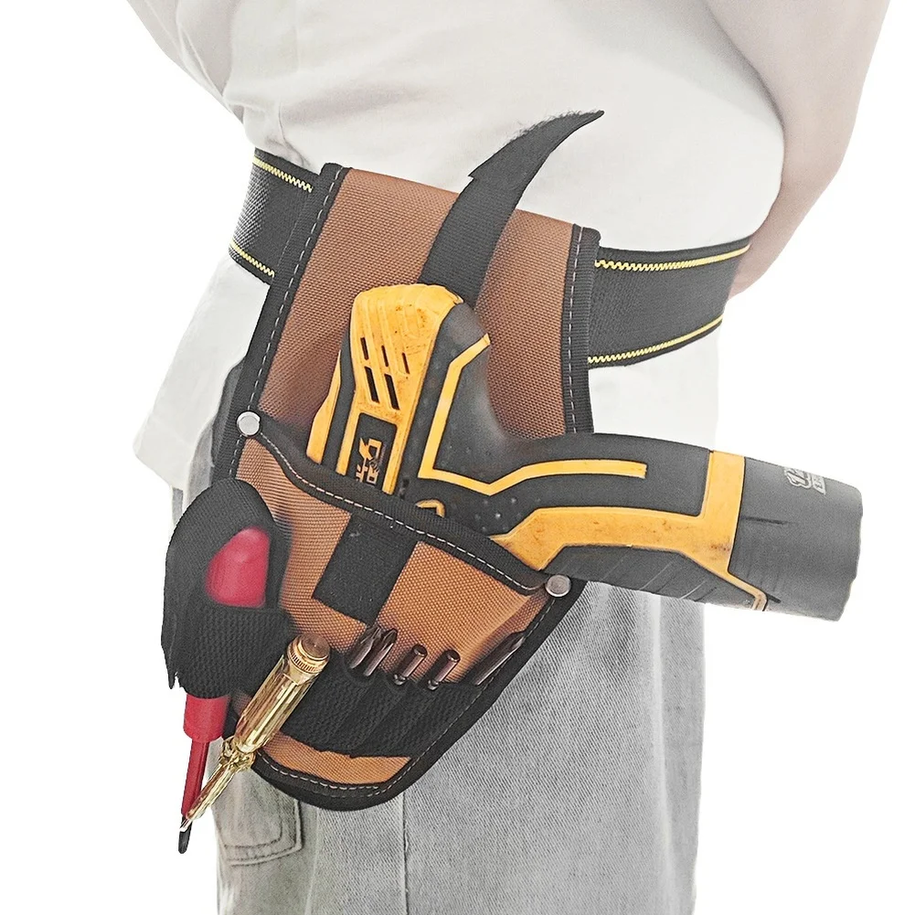 Drill Bag Tool Waist Bag Heavy Duty 1200D Oxford Tool Waist Bag For Electric Drill With Adjustable Belt 25.5x15.5x5cm