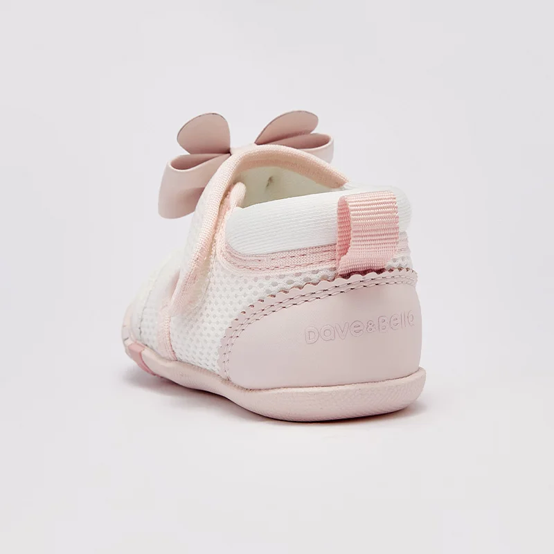 Dave Bella Sweet Baby Girl Lente Prinses Schoenen met Strik Antislip Zachte Zool Roze Peuter Sneakers Schoenen DB 1250872