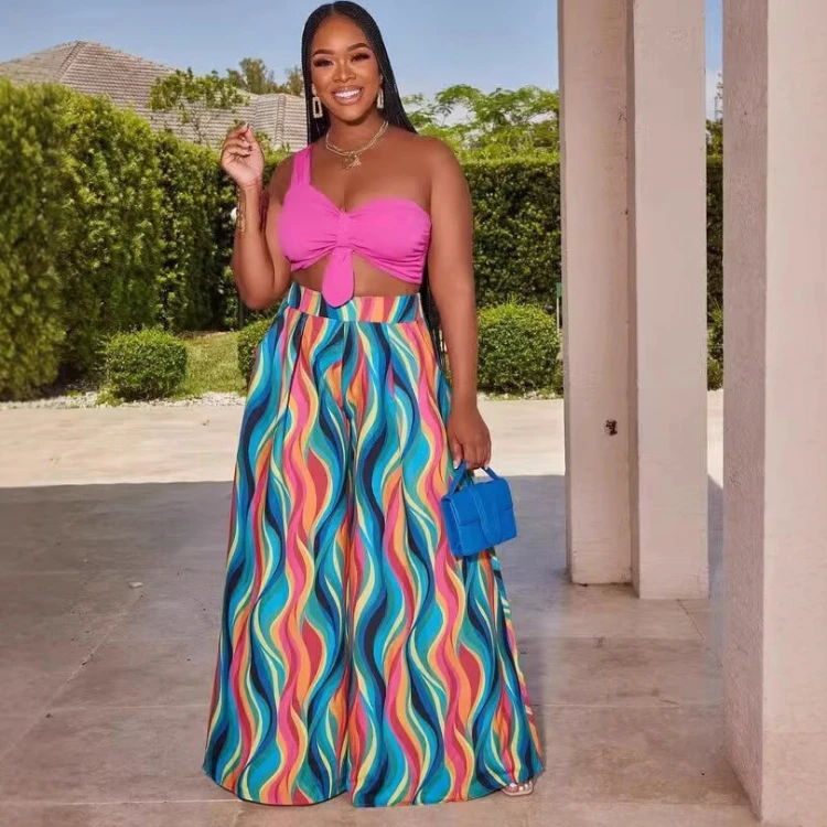 

Pant Women Wide Leg Long Pants Striped Print Casual Loose High Waist Straight Trousers Y2k Streetwear Elegant Jogger Maxi 2025