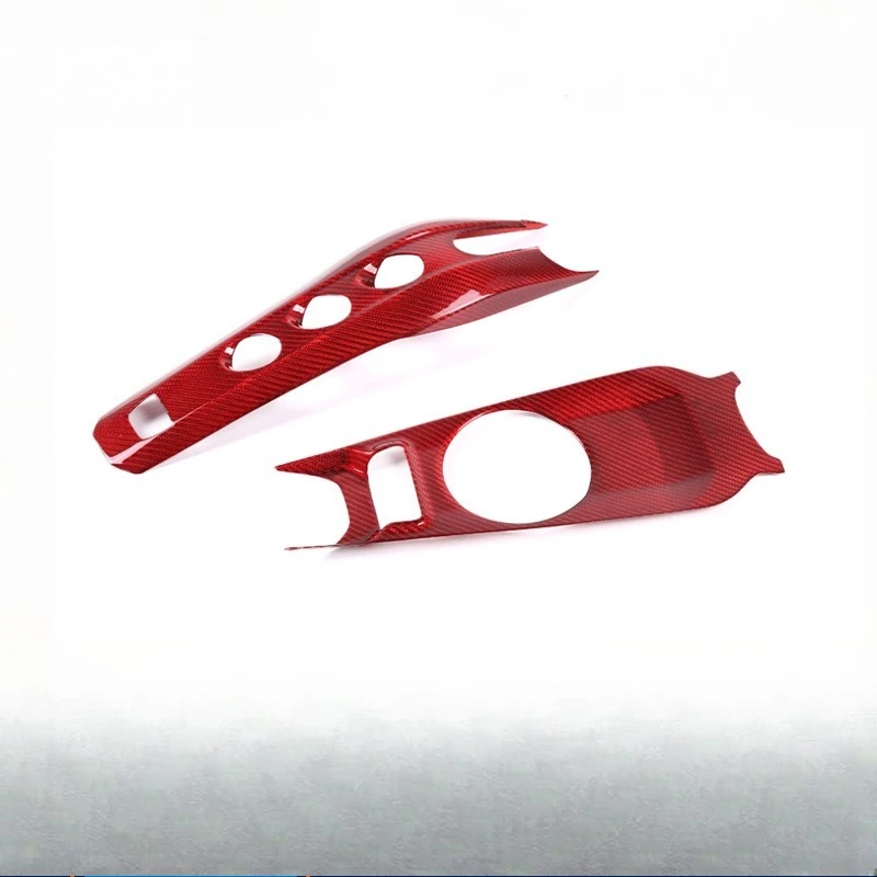 

Suitable for real carbon fiber red glass window lift switch cover interior modification