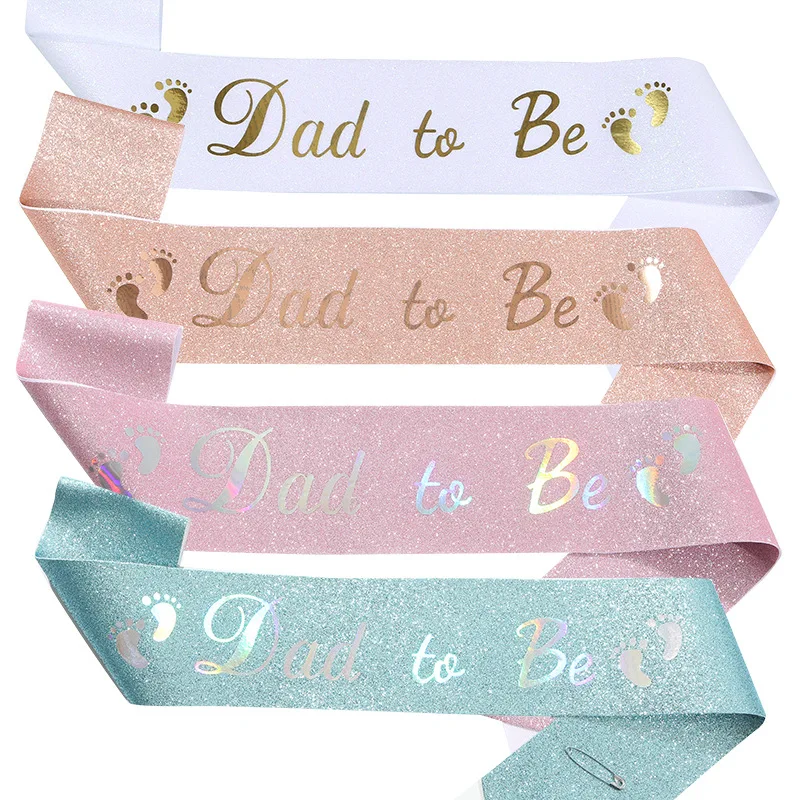 

Mom To Be Sash Blue/Pink Dad To Be Sashes Gold Footprint Sash Shoulder Strap for Gender Reveal Party Supplies Baby Shower Decor