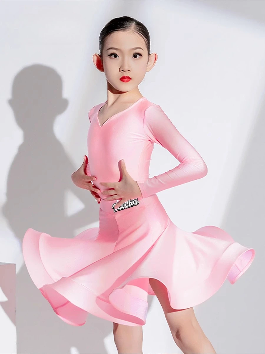 Vestido de dança latina feminino profissional padrão nacional vestido de dança latina das crianças vestido latino roupas de competição de salão