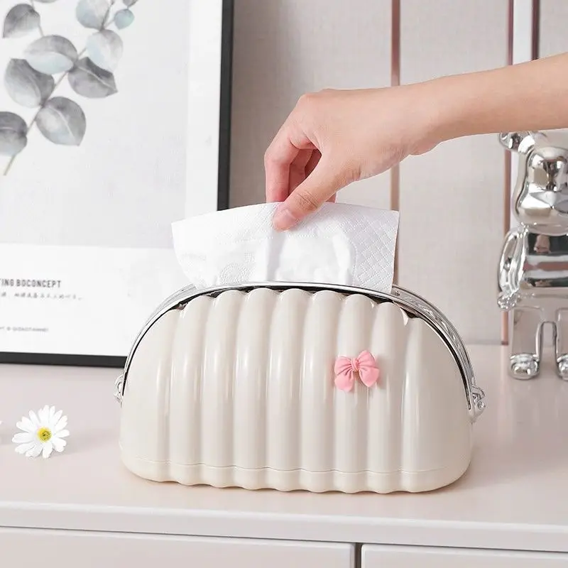 

Nordic Style Desktop Tissue Box Shell Spring Paper Towel Box Paper Holder Decorative for Living room Bedroom Tissue Organizer