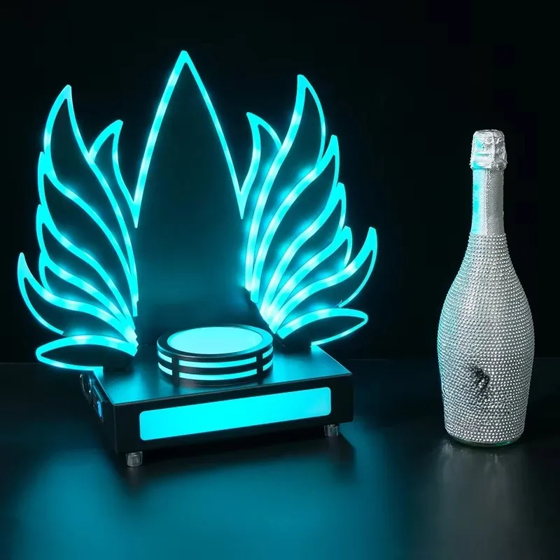 Поддержка индивидуального времени, светодиодный презентатор для бутылок шампанского с крыльями, развлечения в ночном клубе, светодиодный стелаж для демонстрации рома Tequila, сервис бутылок вина