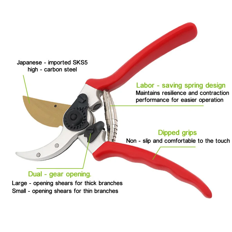 Horticultural Fruit Tree Pruning Shears - Japan SK5 Steel, Sharp & Two - Speed Labor - Saving | for Fruit Branch Trimming