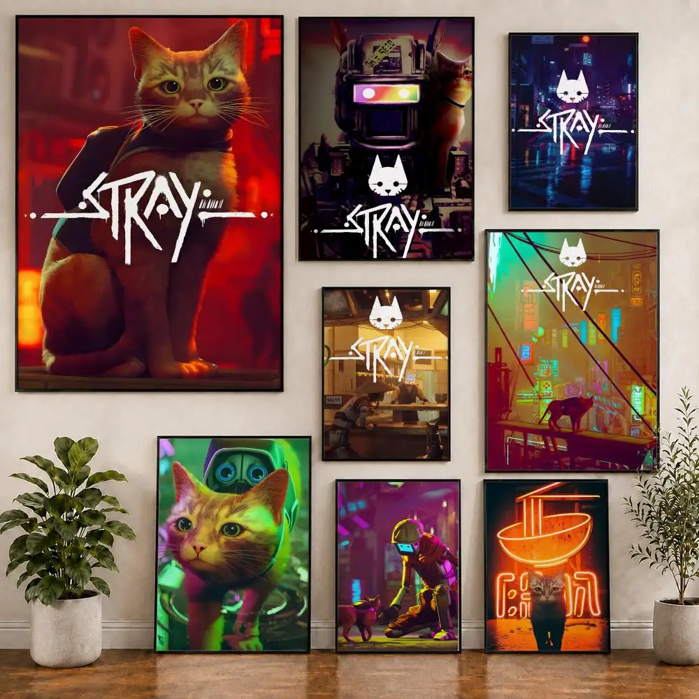 Game Stray Cat Niedliches Poster, PVC, HD, zum Abziehen und Aufkleben, modernes Poster, für Zuhause, Büro, Wohnzimmer, Esszimmer, Wanddekoration
