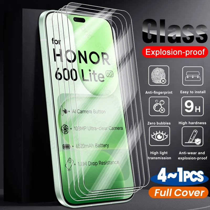 Honor600Lite 5G Glas 4-1 Stück 9H Gehärtetes Glas Displayschutzfolie für Honor 600 Lite 600Lite Light 5G 2026 LNA-NX1 6,6" Handyfolie