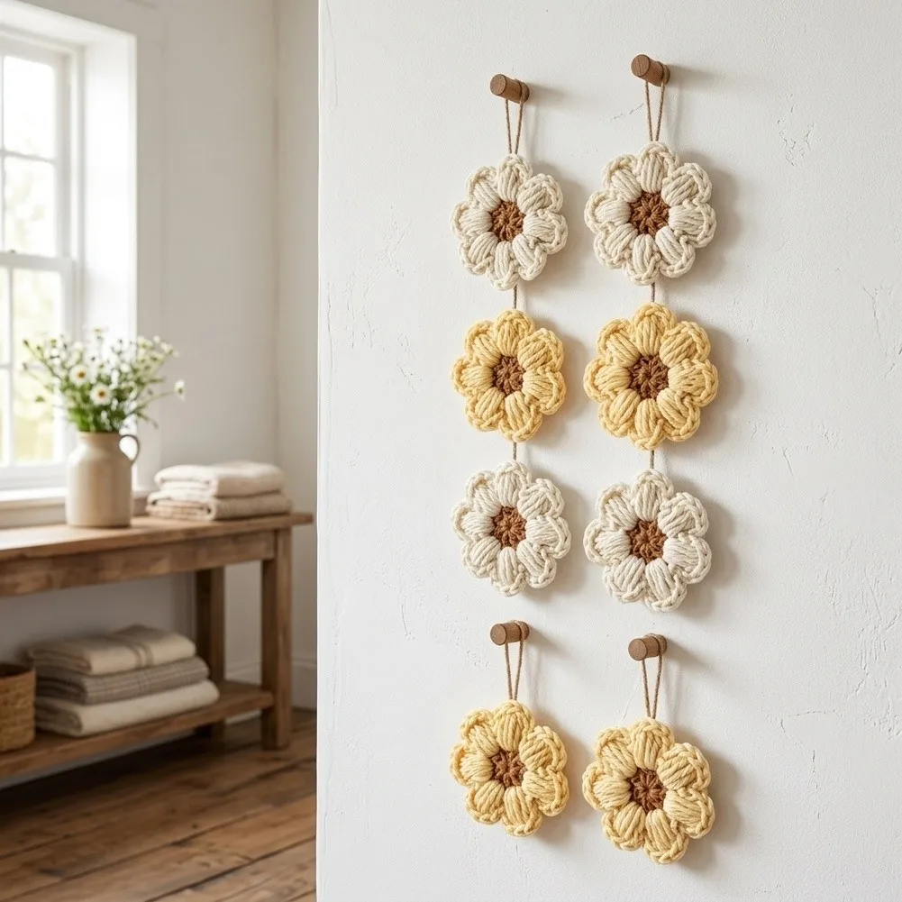 For Living Room Walls Artisanal Wall Ornament Handmade Chrysanthemum Wreath For Creating Quiet Mood Elevated Interior Design