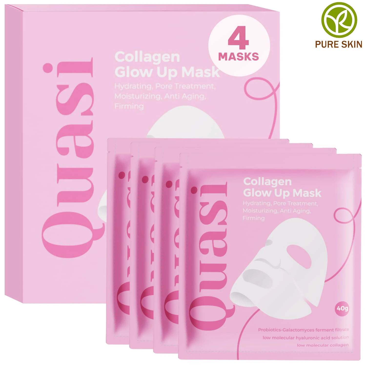 

4/8/12pcs Quasi Biological Collagen Facial Mask Deeply Nourishing and Repairing Brightens Minimizing Fine Line Reducing Mask