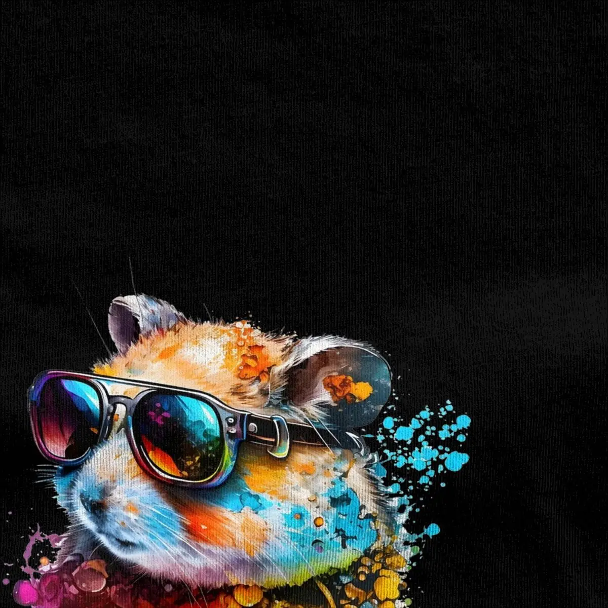 Men Hamster T-Shirts sunglasses animal Pure Cotton Clothes Summer Short-Sleeve T Shirt O-Neck Custom Logo Tshirt Plus Size