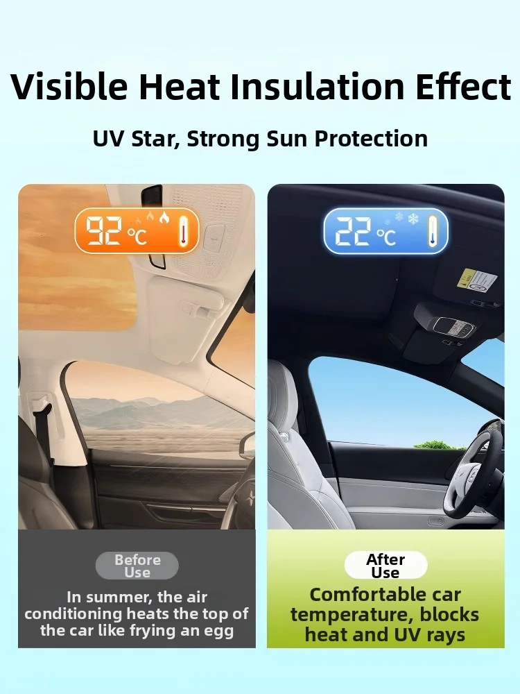 For Zeekr X/001 ice crystal/suede/graphene split SunShades Glass Roof Sunshade Sunroof Skylight Sunshade cooling sun protection
