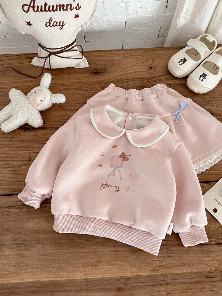 

Girls Suit2025Autumn New Cute Baby Girl Half Skirt Sweatshirt Two Piece Set Baby Clothes aClass