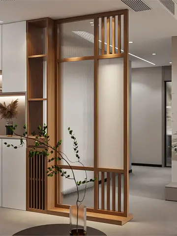호두나무 유리 스크린 배플 거실 아르데코 캐비닛 바닥 캐비닛