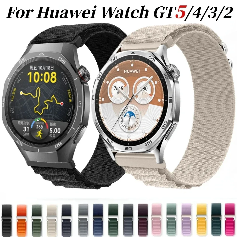 22/20 مللي متر النايلون جبال الألب حلقة حزام لهواوي ساعة GT5 برو GT5 GT4 GT3 GT2 46 مللي متر سوار معصمه هواوي ساعة 5/4/3 اكسسوارات