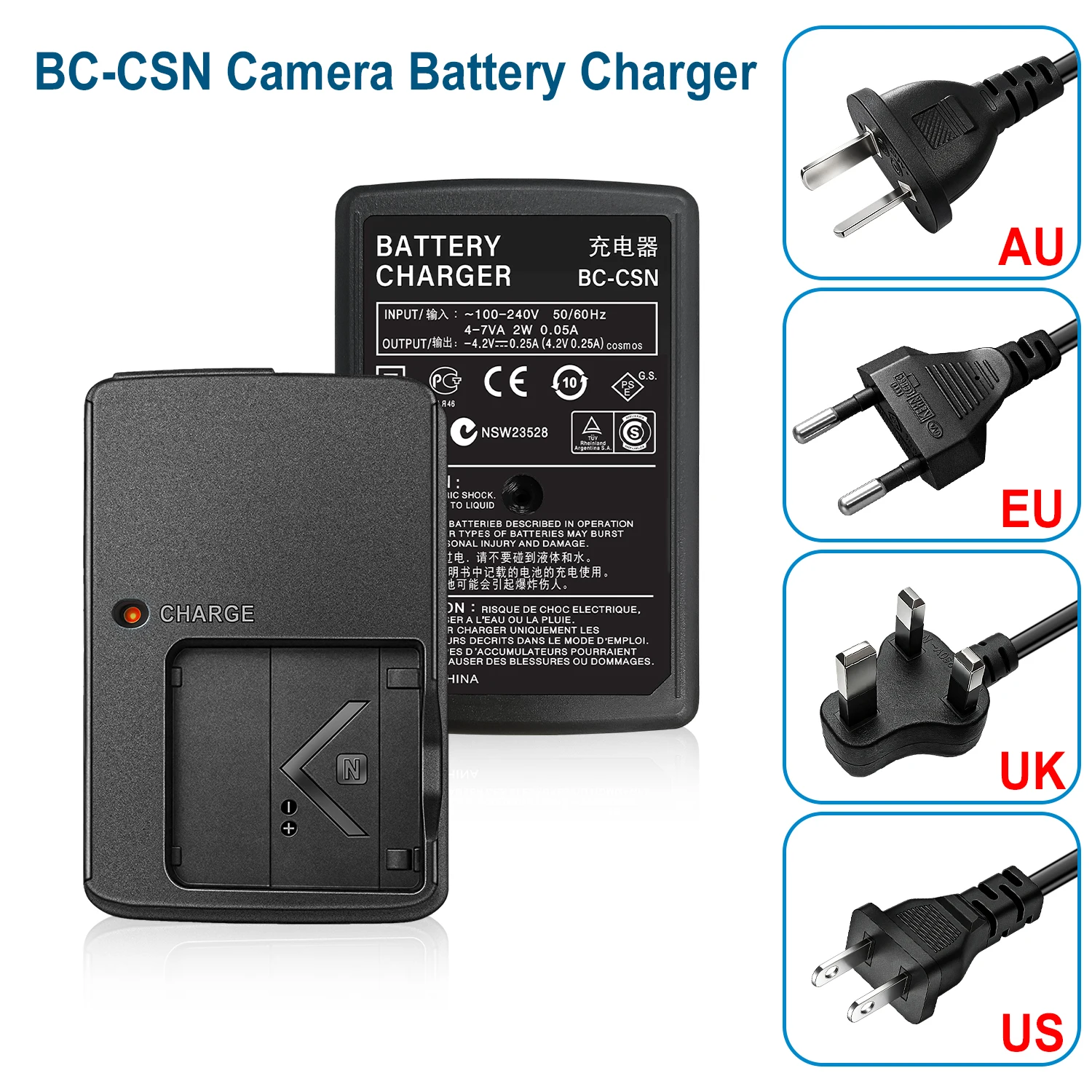 BC-CSN Batterieladegerät für Sony NP-BN1 Akku für DSC-T99 TX5 TX30 TX66 TX100V QX10 QX30 QX100 W310 W350 W520 W560 W630 WX9 WX7 – Detail 6