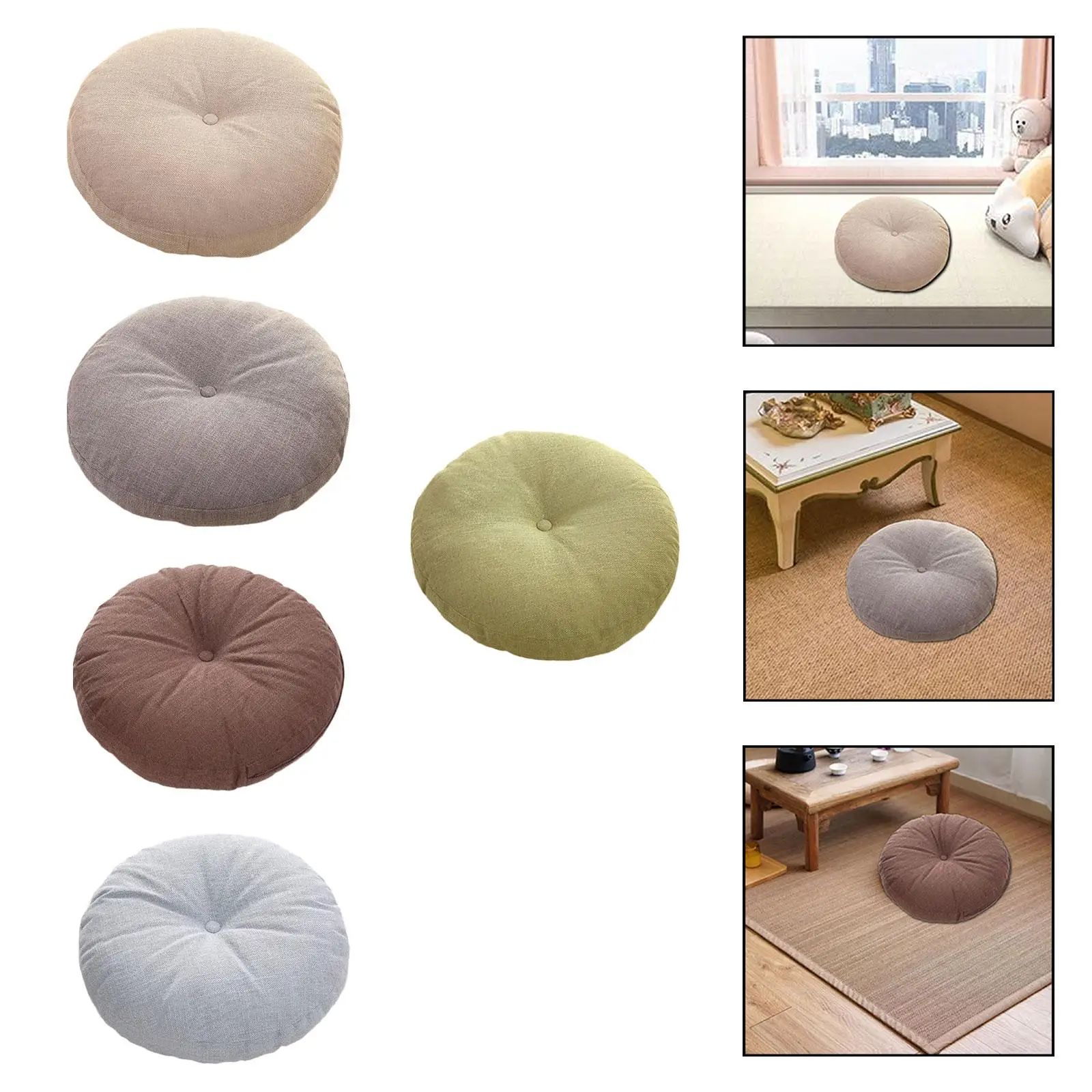 

45cm Linen Fabric Floor Pillow Cushion Meditation Pillow Multipurpose Decorative
