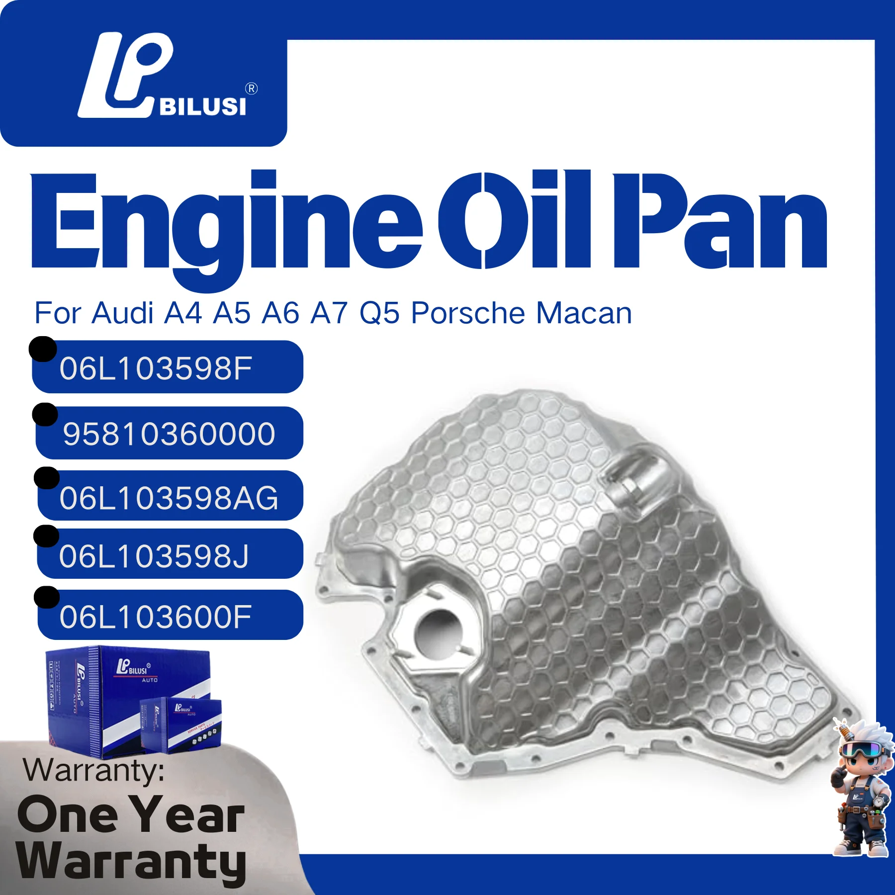 

06L103598F Improved Aluminum Engine Oil Pan 06L103598AG 06L103598J 06L103600F 95810360000 For Audi A4 A5 A6 A7 Q5 Porsche Macan