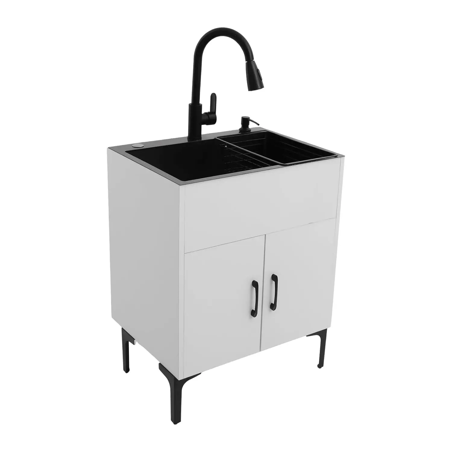 

Double Basin Kitchen Sink with Cabinet, 29.53‘’ x 16.14" x 30.71" Double Blow Sink with Pull Down Faucet & Soap, Customized