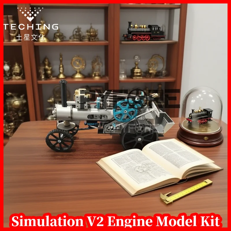 

TECHING Electric Steam Car Model Realistic Metal Mechanical Art DIY Assembly Toy for Adults & Kids Desk Display Ornament