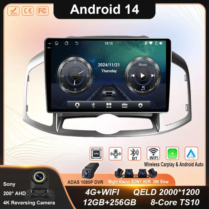 

Android 14 For Chevrolet Captiva 1 2011 - 2016 Car Radio Stereo Multimedia Video Player GPS Navigation QLED Screen WIFI No 2din