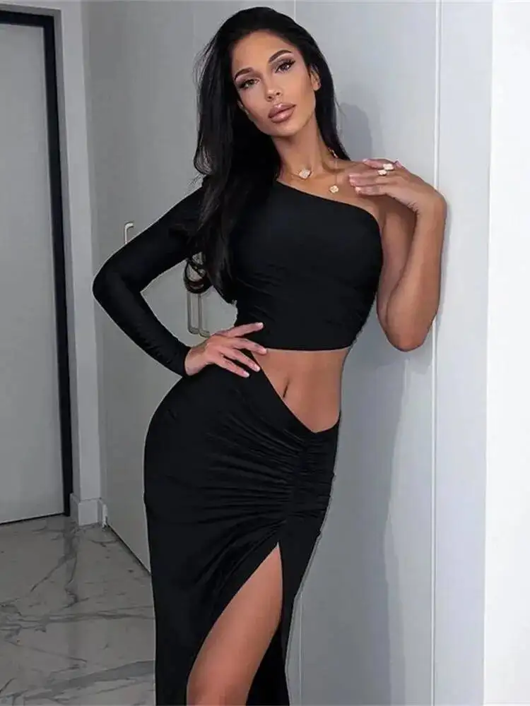 CNYISHE, vestido largo fruncido con un hombro recortado para mujer, vestido elegante para fiesta de graduación, vestidos sexis para mujer, trajes de cumpleaños, batas